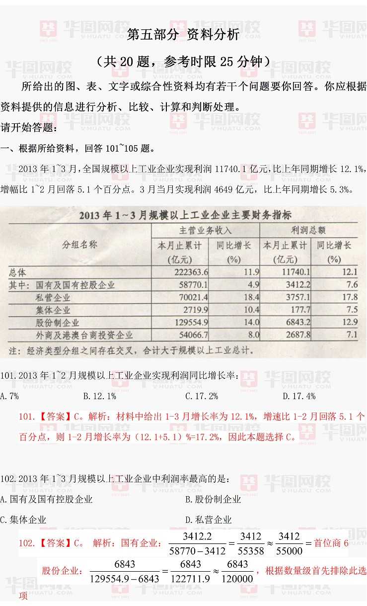 2014年甘肅公務(wù)員考試行測(cè)真題答案解析（資料分析）